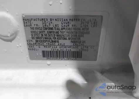 2015 Nissan Versa Note Sv из США, поврежденный, VIN 3N1CE2CP1FL384615